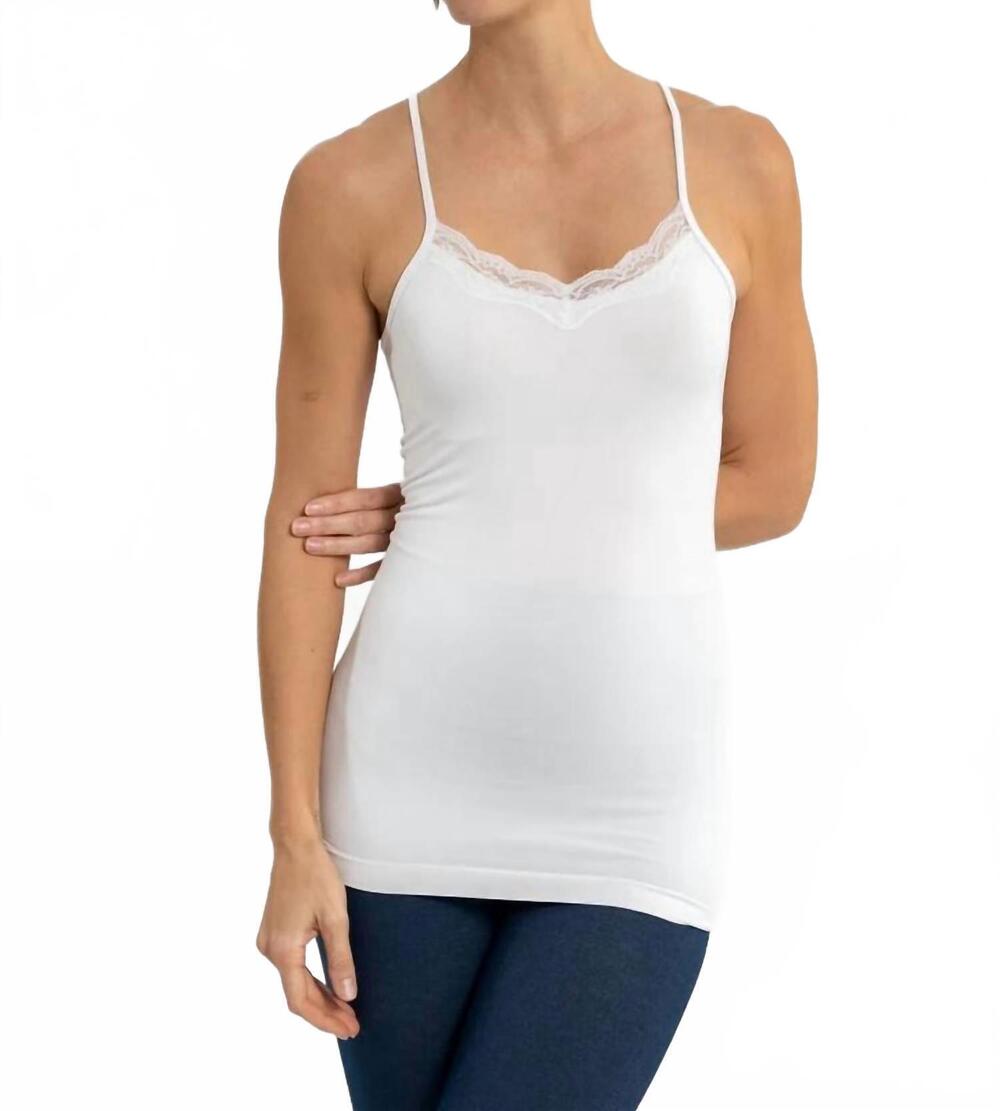 NEW ELIETIAN laced spaghetti strap tank in white